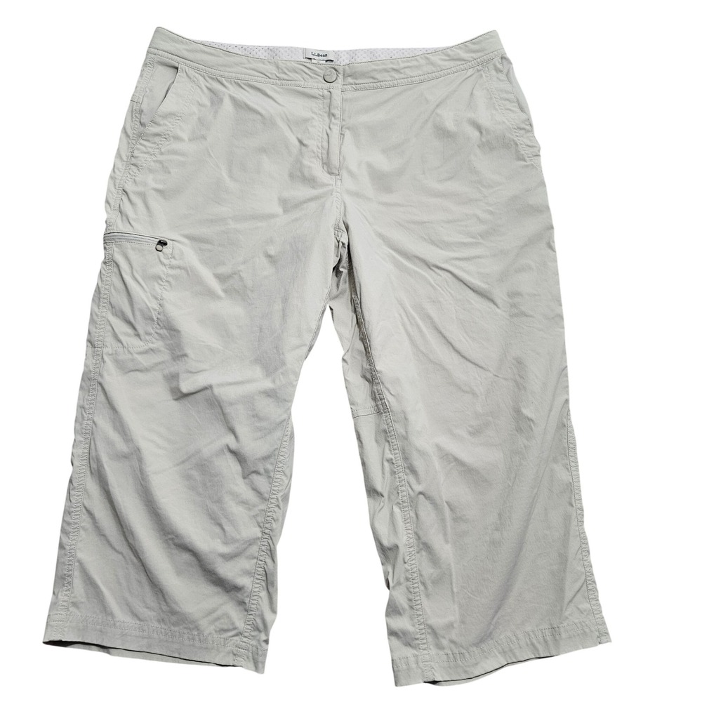 L.L.Bean Vista Camp Capri Women 16 PET Stone Khaki Hiking Pants ID300440